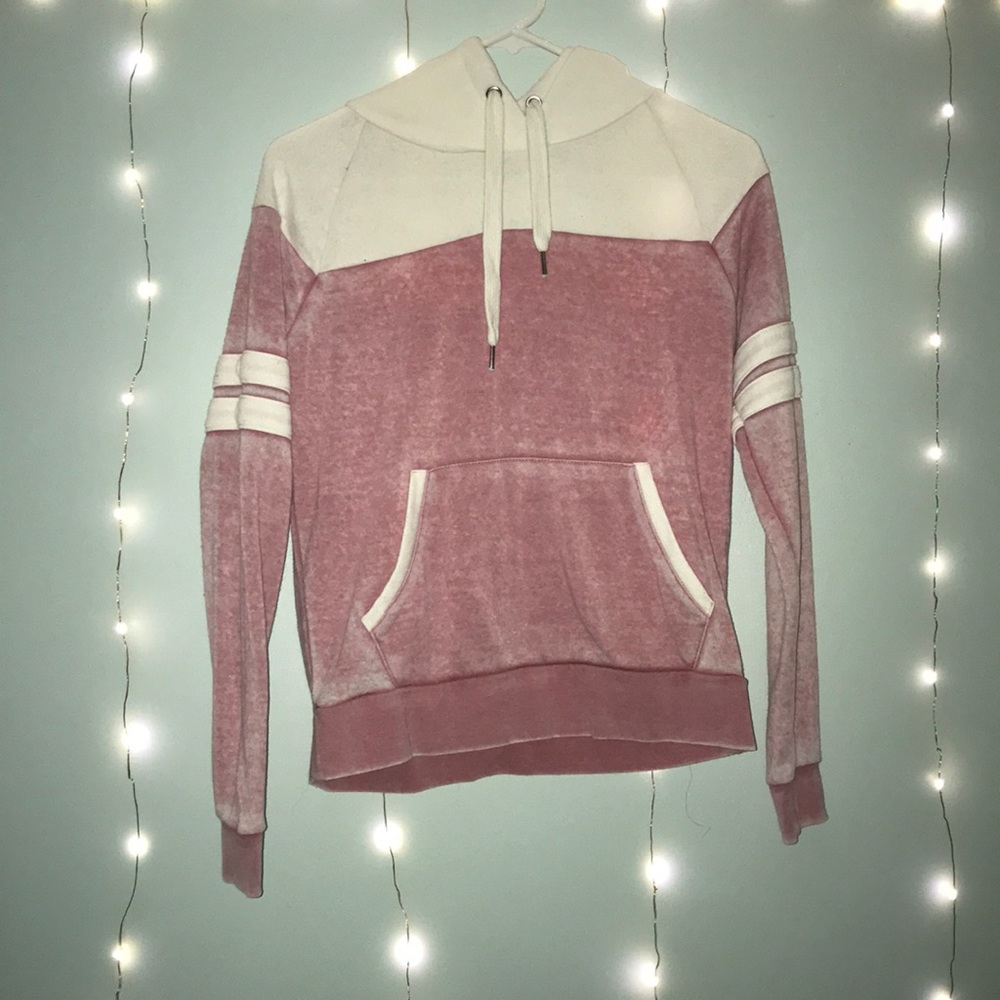 pink and white, long sleeve sweater